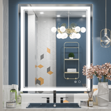 Keonjinn 36 x 36 Inch LED Mirror Lighted Bathroom Mirror, LED Vanity Mirror, Adjustable 3-Colors White/Warm/Natural Light, Wall Mounted Anti-Fog Dimmable Lights Makeup Mirrors (Horizontal/Vertical)