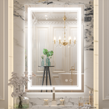 Keonjinn 60 x 28 Inch LED Mirror Bathroom Mirrors with Lights, Adjustable White/Warm/Natural Lights High Lumen 8070LM, Anti-Fog Dimmable Wall Mounted Large Lighted Vanity Mirror (Horizontal/Vertical)