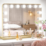 gold frame hollywood makeup mirror cool white light