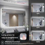 keonjinn backlit bathroom mirror anti fog dimmable brightness