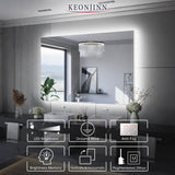 keonjinn backlit bathroom mirror anti fog dimmable brightness