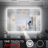keonjinn backlit bathroom mirror anti fog dimmable brightness