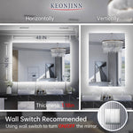 keonjinn backlit bathroom mirror anti fog dimmable brightness