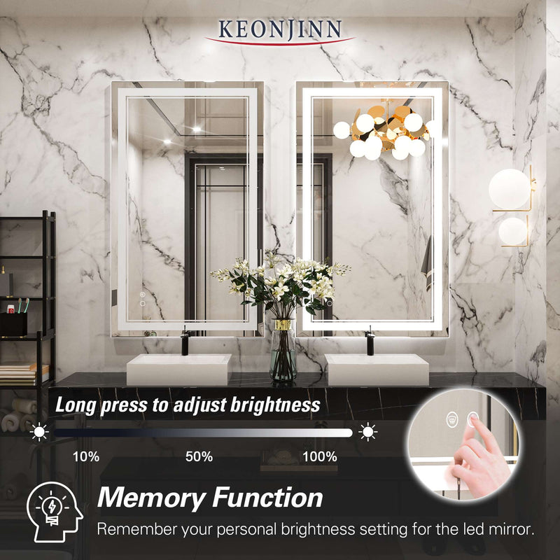 keonjinn led mirror brightness can be dimmable and memory