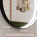 KeonJinn ETL Certificated Frontlit Metal Frame Round Bathroom Mirror