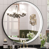 KeonJinn ETL Certificated Frontlit Metal Frame Round Bathroom Mirror