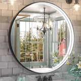 KeonJinn ETL Certificated Frontlit Metal Frame Round Bathroom Mirror